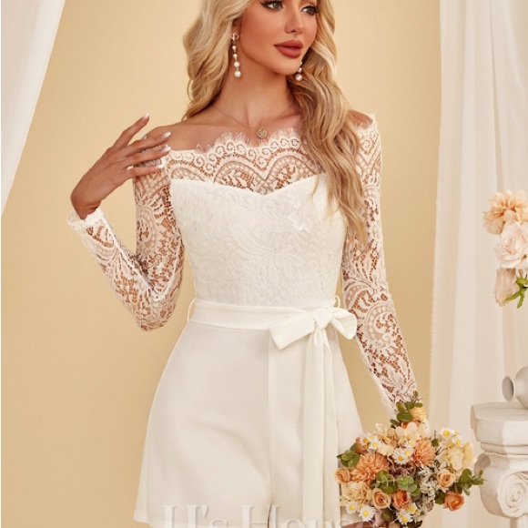 JJs House Dresses & Skirts - JJs House White Lace Long Sleeve Dress